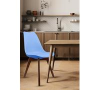 Fusion Living Soho Plastic Dining Chair With Squared Dark Wood Legs In Light Blue Light Blue