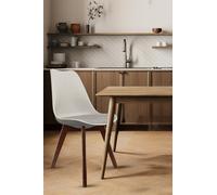 Fusion Living Soho Plastic Dining Chair With Squared Dark Wood Legs In Light Grey Light Grey One Size