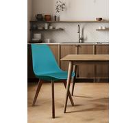 Fusion Living Soho Plastic Dining Chair With Squared Dark Wood Legs In Teal Teal