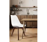 Fusion Living Soho Plastic Dining Chair with Squared Dark Wood Legs in White Fusion Living White