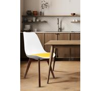 Fusion Living Soho Plastic Dining Chair With Squared Dark Wood Legs In Yellow Yellow