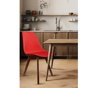 Fusion Living Soho Plastic Dining Chair With Squared Dark Wood Legs Red
