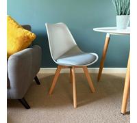 Fusion Living Soho Plastic Dining Chair with Squared Light Wood Legs in Light Grey Fusion Living Light Grey