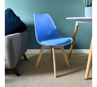 Fusion Living Soho Plastic Dining Chair with Squared Light Wood Legs in Light Blue Fusion Living Light Blue