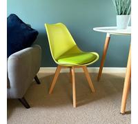 Fusion Living Soho Plastic Dining Chair with Squared Light Wood Legs in Green Fusion Living Green