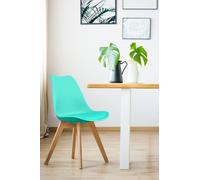 Fusion Living Soho Plastic Dining Chair With Squared Light Wood Legs In Aqua Aqua One Size
