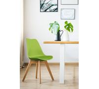 Fusion Living Soho Plastic Dining Chair With Squared Light Wood Legs Green