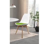 Fusion Living Soho Plastic Dining Chair With Squared Light Wood Legs White & Green