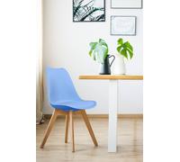 Fusion Living Soho Plastic Dining Chair With Squared Light Wood Legs In Light Blue Light Blue One Size
