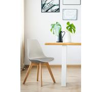 Fusion Living Soho Plastic Dining Chair with Squared Light Wood Legs in Light Grey Fusion Living Light Grey