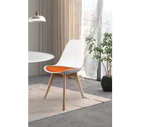 Fusion Living Soho Plastic Dining Chair With Squared Light Wood Legs In Orange Orange One Size