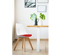 Fusion Living Soho Plastic Dining Chair with Squared Light Wood Legs in Red Fusion Living Red