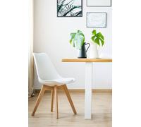 Fusion Living Soho Plastic Dining Chair with Squared Light Wood Legs in White Fusion Living White