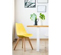 Fusion Living Soho Plastic Dining Chair With Squared Light Wood Legs In Yellow Yellow One Size