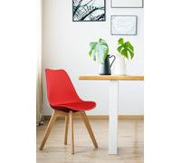 Fusion Living Soho Plastic Dining Chair With Squared Light Wood Legs Red