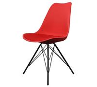 Fusion Living Soho Red Plastic Dining Chair With Black Metal Legs