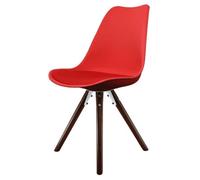 Fusion Living Soho Red Plastic Dining Chair With Pyramid Dark Wood Legs