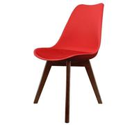 Fusion Living Soho Red Plastic Dining Chair With Squared Dark Wood Legs
