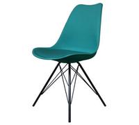 Fusion Living Soho Teal Plastic Dining Chair With Black Metal Legs