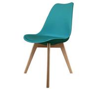 Fusion Living Soho Teal Plastic Dining Chair With Squared Light Wood Legs