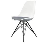 Fusion Living Soho White And Dark Grey Plastic Dining Chair With Black Metal Legs
