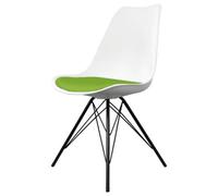 Fusion Living Soho White And Green Plastic Dining Chair With Black Metal Legs