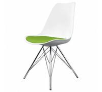 Fusion Living Soho White And Green Plastic Dining Chair With Chrome Metal Legs