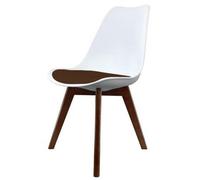 Fusion Living Soho White & Chocolate Plastic Dining Chair With Squared Dark Wood Legs