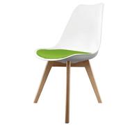 Fusion Living Soho White & Green Plastic Dining Chair With Squared Light Wood Legs