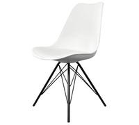 Fusion Living Soho White Plastic Dining Chair With Black Metal Legs