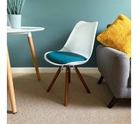 Fusion Living Soho Plastic Dining Chair With Pyramid Dark Wood Legs White & Teal, Green