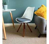 Fusion Living Soho Plastic Dining Chair With Pyramid Dark Wood Legs White & Dark Grey, Grey