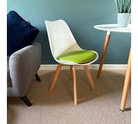 Fusion Living Soho Plastic Dining Chair with Squared Light Wood Legs in Green Fusion Living Green