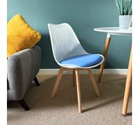 Fusion Living Soho Plastic Dining Chair with Squared Light Wood Legs in Light Blue Fusion Living Light Blue