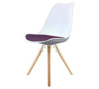 Fusion Living Soho White & Purple Plastic Dining Chair With Pyramid Light Wood Legs