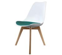 Fusion Living Soho White & Teal Plastic Dining Chair With Squared Light Wood Legs