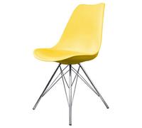 Fusion Living Soho Yellow Plastic Dining Chair With Chrome Metal Legs