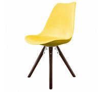 Fusion Living Soho Yellow Plastic Dining Chair With Pyramid Dark Wood Legs