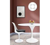 Fusion Living Tulip Set - Marble Large Circular Table And Four Chairs With Luxurious Cushion In Black Black
