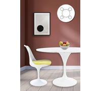 Fusion Living Tulip Set - Marble Large Circular Table And Four Chairs With Luxurious Cushion In Yellow Yellow