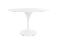 Fusion Living Tulip Set - Marble Large Circular Table And Six Chairs With Luxurious Cushion Yellow