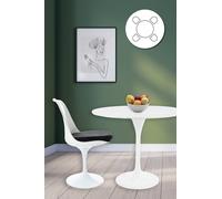 Fusion Living Tulip Set - Marble Medium Circular Table And Four Chairs With Luxurious Cushion In Black Black