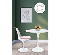 Fusion Living Tulip Set - Marble Medium Circular Table And Four Chairs With Luxurious Cushion In Light Pink Light Pink