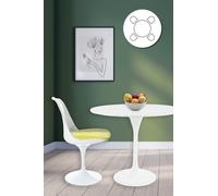 Fusion Living Tulip Set - Marble Medium Circular Table And Four Chairs With Luxurious Cushion In Yellow Yellow