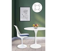Fusion Living Tulip Set - Marble Medium Circular Table And Four Chairs With Pu Cushion In Navy Navy