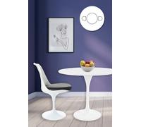 Fusion Living Tulip Set - Marble Medium Circular Table And Two Chairs With Pu Cushion In Black Black