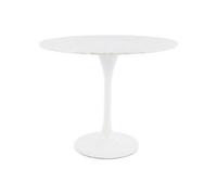 Fusion Living Tulip Set - Marble Medium Circular Table And Two Chairs With Pu Cushion Red