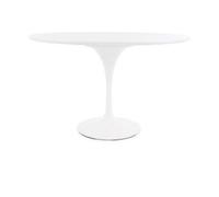 Fusion Living Tulip Set - White Large Circular Table And Four Chairs With Luxurious Cushion Black