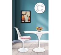 Fusion Living Tulip Set - White Large Circular Table And Four Chairs With Luxurious Cushion In Light Pink Light Pink