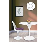 Fusion Living Tulip Set - White Medium Circular Table And Four Chairs With Luxurious Cushion In Purple Purple